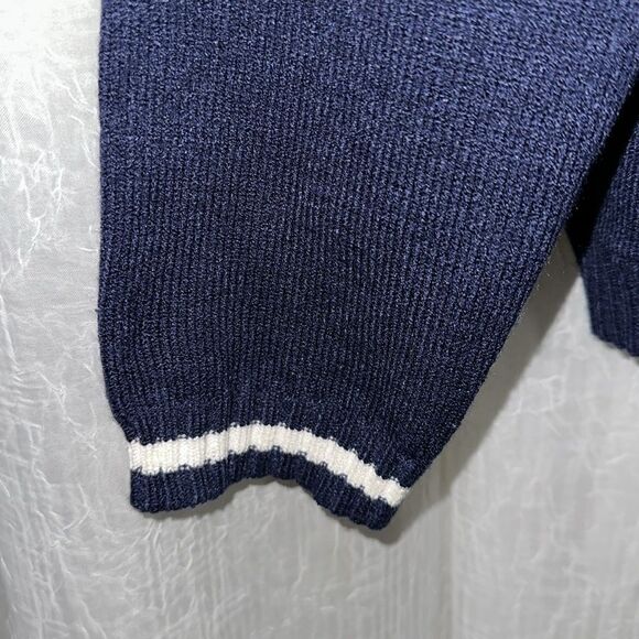 Pink Republic XS-S Navy White Stripe Knit Button V-Neck Cardigan with Pockets - Picture 12 of 16
